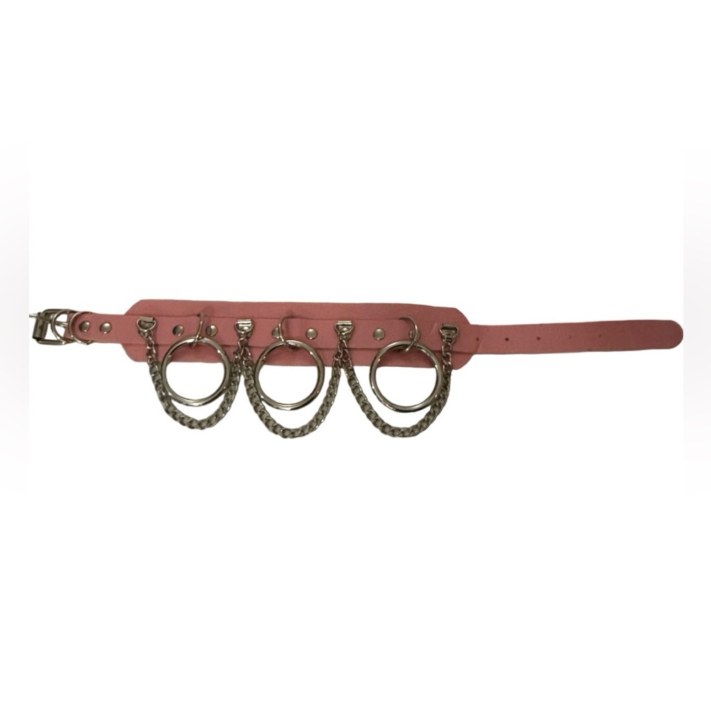 Hand made Pink Leather Choker - small
